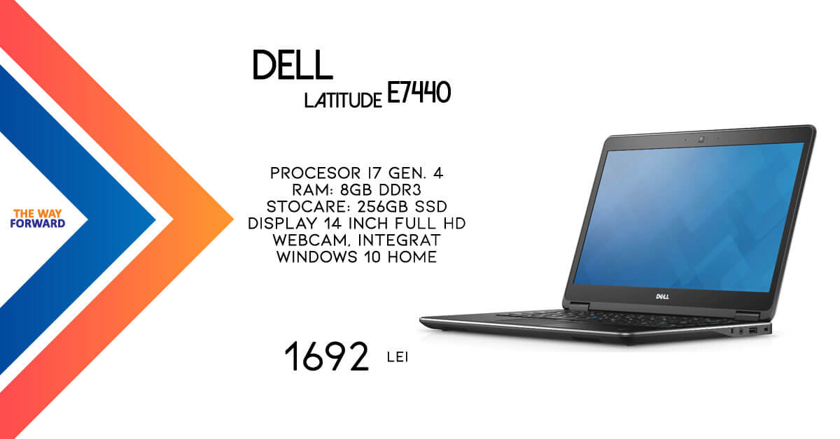 Laptop Dell Latitude E7440 , i7-4600U, 256GB SSD, Win 10 Home